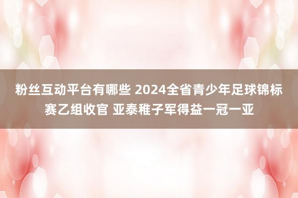 粉丝互动平台有哪些 2024全省青少年足球锦标赛乙组收官 亚泰稚子军得益一冠一亚