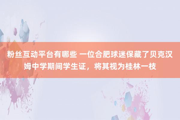 粉丝互动平台有哪些 一位合肥球迷保藏了贝克汉姆中学期间学生证，将其视为桂林一枝