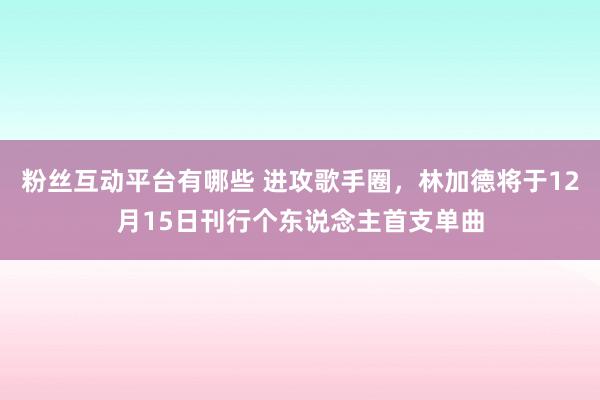 粉丝互动平台有哪些 进攻歌手圈，林加德将于12月15日刊行个东说念主首支单曲