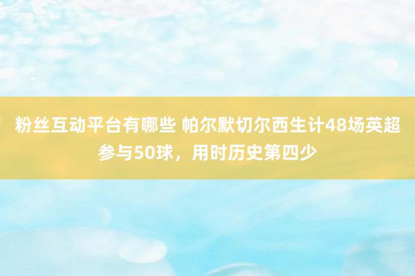 粉丝互动平台有哪些 帕尔默切尔西生计48场英超参与50球，用时历史第四少