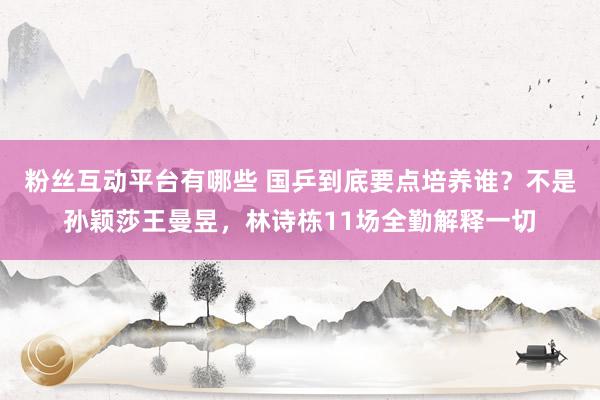 粉丝互动平台有哪些 国乒到底要点培养谁？不是孙颖莎王曼昱，林诗栋11场全勤解释一切