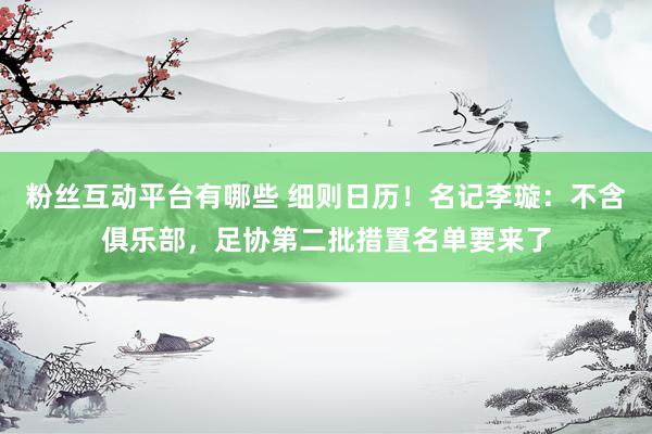 粉丝互动平台有哪些 细则日历！名记李璇：不含俱乐部，足协第二批措置名单要来了