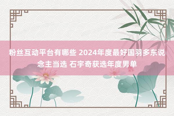 粉丝互动平台有哪些 2024年度最好国羽多东说念主当选 石宇奇获选年度男单